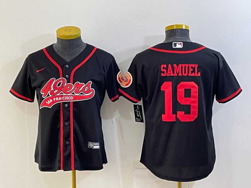 Womens San Francisco 49ers #19 Deebo Samuel Black With Patch Cool Base Stitched Baseball Jersey->women nfl jersey->Women Jersey